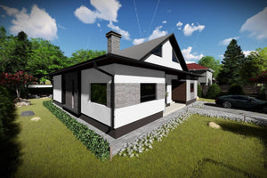 Maison à Ossature Métallique 250m2 Moderne à Étage 048 - image façade maison pierre 3 thumbnail