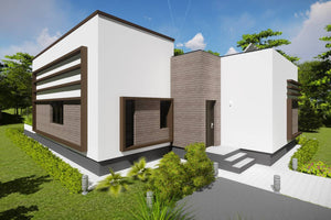 Maison à Ossature Métallique 300 m2 Toit Plat Plain Pied 027 - photo facade moderne maison 2 thumbnail