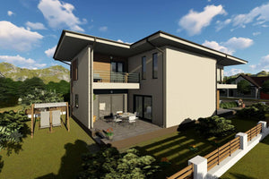 Maison à Ossature Métallique 300m2 à Étage 051 - photo façade moderne maison 3 thumbnail