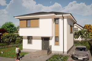 Maison à Ossature Métallique Avec Etage et Terrasse 176-109 -photo facade moderne maison 2 thumbnail