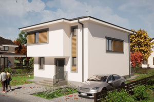Maison à Ossature Métallique Avec Etage et Terrasse 176-109 -photo facade moderne maison 3 thumbnail