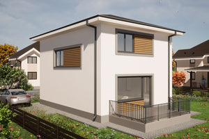 Maison à Ossature Métallique Avec Etage et Terrasse 176-109 -photo facade moderne maison 5 thumbnail