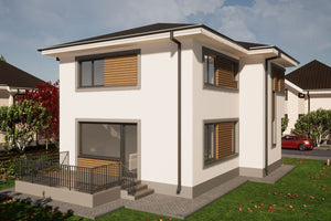 Maison à Ossature Métallique Avec Etage et Terrasse 176-109 -photo facade moderne maison 6 thumbnail