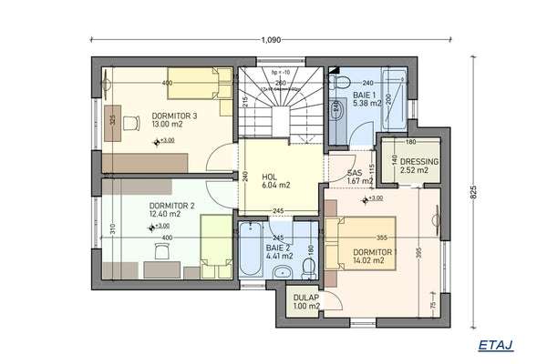 Maison à Ossature Métallique Avec Etage et Terrasse 176-109 - photo plan de maison 2