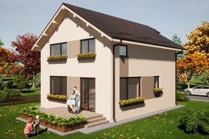 Maison à Ossature Métallique Avec Petite Terrasse Modèle 114 - Conception extérieure de la maison image 2 thumbnail