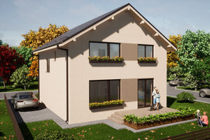 Maison à Ossature Métallique Avec Petite Terrasse Modèle 114 - Conception extérieure de la maison image 3 thumbnail