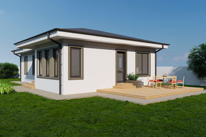 Maison à Ossature Métallique Avec Terrasse Arrière 110-112- photo façade maison 3 thumbnail