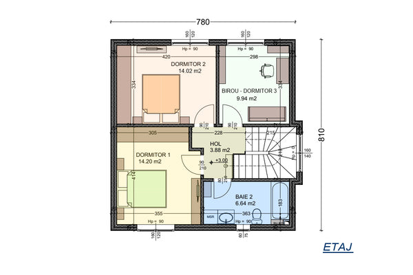 Maison à structure métallique avec 4 chambres model 135-100 - plan du maison image 2