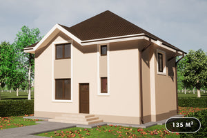 Maison à structure métallique avec 4 chambres model 135-100 - image facade moderne maison 1 thumbnail