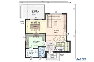 Maison à Structure Métallique Avec Balcon et Terrasse 170 m2 - Plan du rez-de-chaussée thumbnail