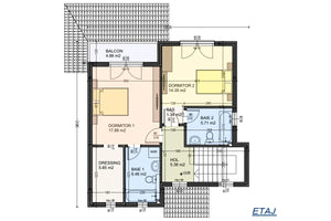 Maison à Structure Métallique Avec Balcon et Terrasse 170 m2 - Plan de l'étage thumbnail
