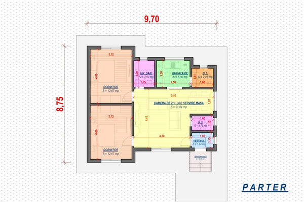 Petite Maison à Ossature Métallique 80 m2 3 Chambres 076-072 - plan de maison