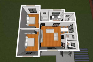 Petite Maison à Ossature Métallique 80 m2 3 Chambres 076-072 - plan 3d maison thumbnail