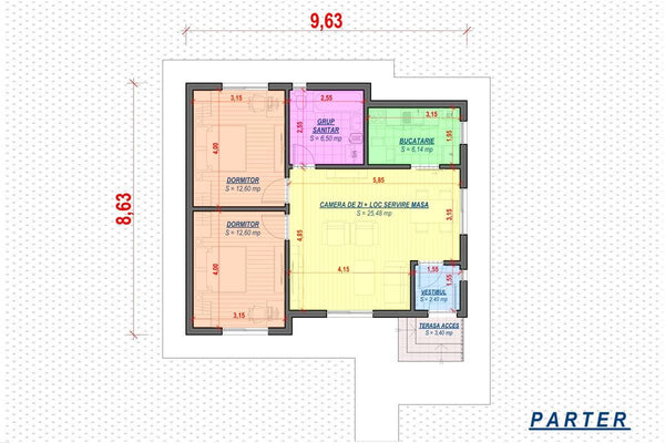 Maison à Ossature Métallique 80 m2 3 Chambres Plain Pied 086 - plan de maison