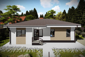 Maison Ossature Métallique Plain Pied Moderne 3 Chambres 082 - image façade moderne maison 3 thumbnail