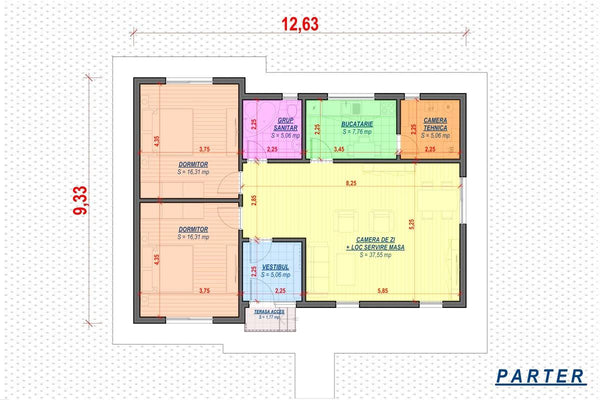 Maison Ossature Métallique Plain Pied Moderne 3 Chambres 082 - plan du maison