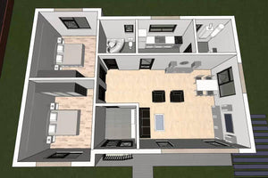 Maison Ossature Métallique Plain Pied Moderne 3 Chambres 082 - plan maison 3d thumbnail