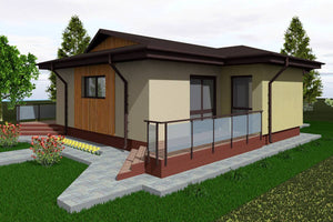 Maison Ossature Métallique 110 m2 Avec 2 Chambres 112-021 - image facade maison 2 thumbnail