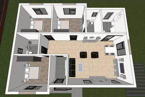 Maison en Ossature Métallique Plain Pied Moderne 120m2 083 - plan maison 3d thumbnail