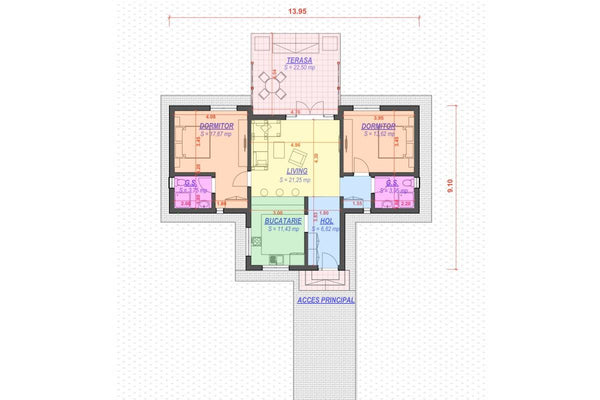 Maison Ossature Métallique 120 m2 Plain Pied Moderne 124-037 - plan de maison