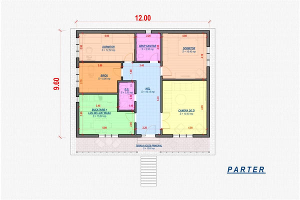 Maison Ossature Métallique Sans Etage Avec Toit Terrasse 036 - plan de maison