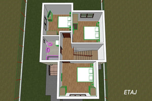 Maison en Ossature Métallique Modern à Étage 5 Chambres 088 - plan 3d maison 2 thumbnail