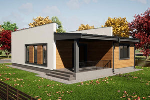 Maison Ossature Métallique Moderne Avec 3 Chambres 130-093 - photo facade moderne maison 2 thumbnail