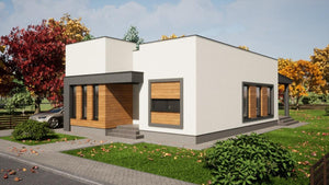 Maison Ossature Métallique Moderne Avec 3 Chambres 130-093 - photo facade moderne maison 7 thumbnail