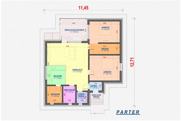 Maison Ossature Métallique De Plain Pied 3 Chambres 131-020 - plan du maison