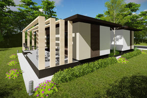 Maison à Ossature Métallique 1 Niveau Moderne 3 Chambres 031 - image facade moderne maison 2 thumbnail