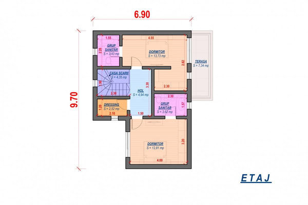 Maison Ossature Métallique à 1 Étage Et 3 Chambres 139-074 - plan du maison 2