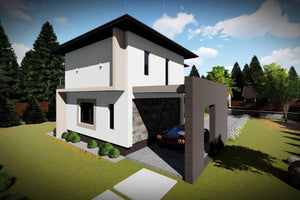 Maison Ossature Métallique à 1 Étage Et 3 Chambres 139-074 - photo façade maison pierre 4 thumbnail