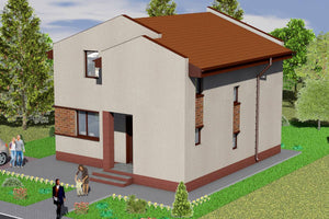 Maison à Ossature Métallique à Étage 140m2 Modern 001 - photo facade maison 2 thumbnail