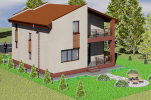 Maison à Ossature Métallique à Étage 140m2 Modern 001 - photo facade maison 3 thumbnail