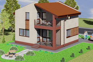 Maison à Ossature Métallique à Étage 140m2 Modern 001 - photo facade maison 4 thumbnail