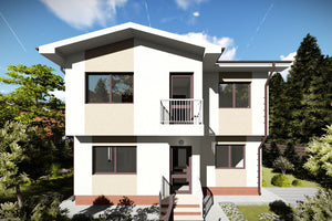 Maison Ossature Métallique Modern à Étage 140m2 141-087 - image facade maison moderne 3 thumbnail