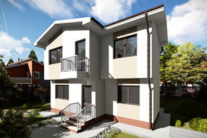 Maison Ossature Métallique Modern à Étage 140m2 141-087 - image facade maison moderne 10 thumbnail