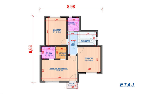 Maison Ossature Métallique Modern à Étage 140m2 141-087 - plan du maison 2