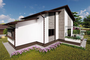 Maison Ossature Métallique Moderne 140 m2 Plain Pied 144-046 - image façade maison pierre 2 thumbnail