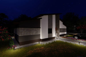 Maison Ossature Métallique Moderne 140 m2 Plain Pied 144-046 - image façade maison pierre 7 thumbnail