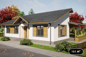 Maison ossature métallique 150m2 Plain-Pied Avec Terrasse - image facade maison 1 thumbnail