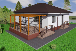 Maison Ossature Métallique 3 Chambres Avec Terrasse 161-008 - image maison extérieur 2 thumbnail