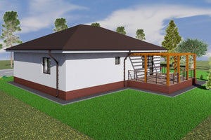 Maison Ossature Métallique 3 Chambres Avec Terrasse 161-008 - image maison extérieur 9 thumbnail
