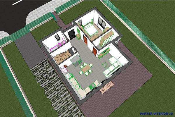 Maison à Ossature Métallique Modern 4 Chambres à Coucher 092 - plan 3d maison 3