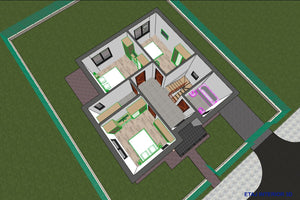 Maison à Ossature Métallique Modern 4 Chambres à Coucher 092 - plan maison 3d 2 thumbnail