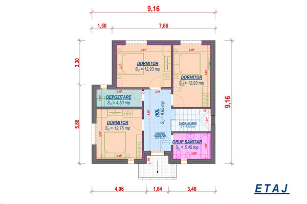 Maison à Ossature Métallique Modern 4 Chambres à Coucher 092 - plan du maison 2