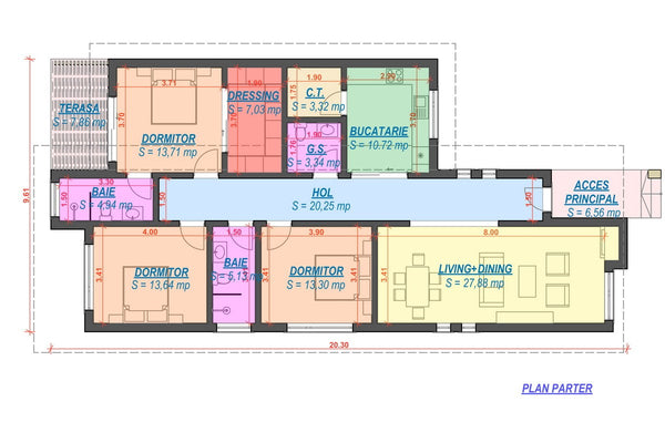 Maison Ossature Métallique De Plain Pied 4 Chambres 165-056 - plan de maison