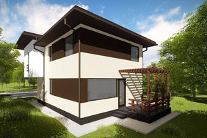 Maison en Ossature Métallique à Étage Modern 4 Chambres 023 - photo façade moderne maison 4 thumbnail