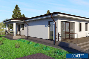 Maison Ossature Métallique Plain Pied Avec Terrasse 174-012 - photo facade maison 3 thumbnail