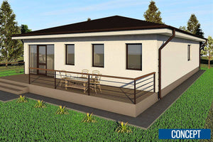 Maison Ossature Métallique Plain Pied Avec Terrasse 174-012 - photo facade maison 5 thumbnail